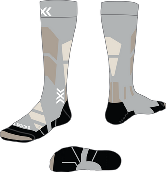 Ski socks X-Socks Ski Perform Merino OTC Seal Grey/Light Sand - 2024/25
