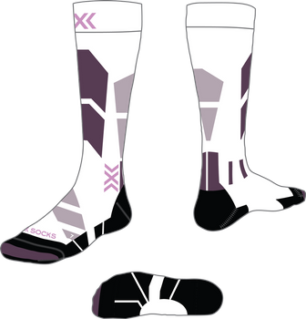 Ski socks X-Socks Ski Perform OTC WMN X White/Lavender - 2024/25