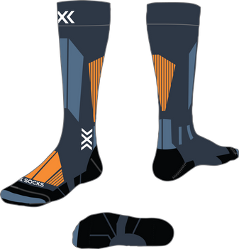 Ski socks X-Socks Ski Touring Perform OTC Marine/Orange - 2024/25