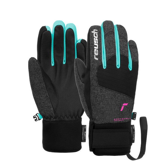 Gloves Reusch Simon R-TEX XT Junior Black Melange/Bachelor Button/Knockout Pink - 2024/25