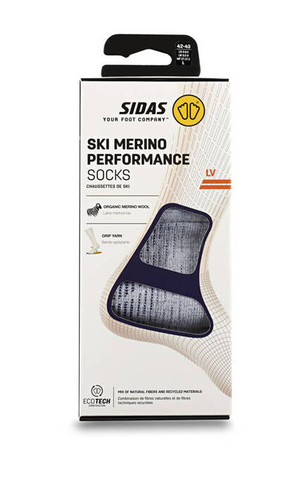 Ski socks Sidas Ski Merino Performance Light Grey/Coral 2024/25