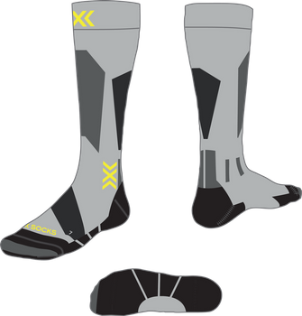 Socken X-socks Ski Discover OTC Rhino Grey/Canary - 2024/25