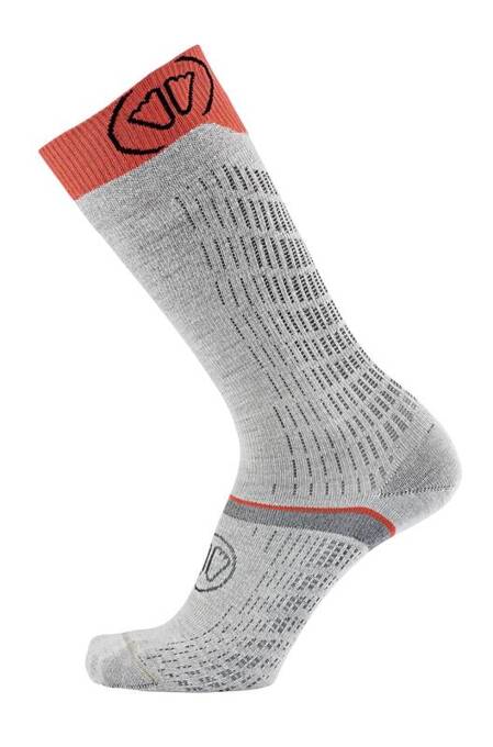 Skisocken Sidas Ski Merino Performance Light Grey/Coral 2024/25