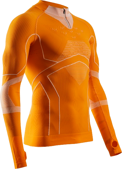 Thermounterwäsche X-bionic Energy Accumulator Light Shirt LS 1/2 Zip Men Blazing Orange/Arctic White - 2024/25