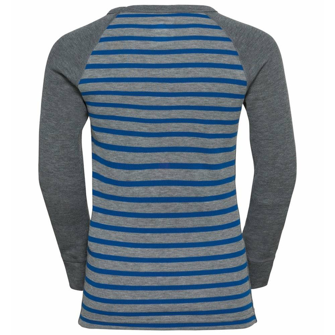 Unterwäsche Shirt ODLO Active Warm Eco Kids Stripes BL Top Crew Neck LS Blue Wing Teal/Reef Waters - 2022/23