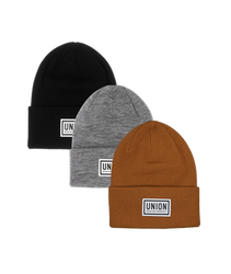 Union High Cuff Beanie (3pcs) Black, Grey, Brown - 2024/25