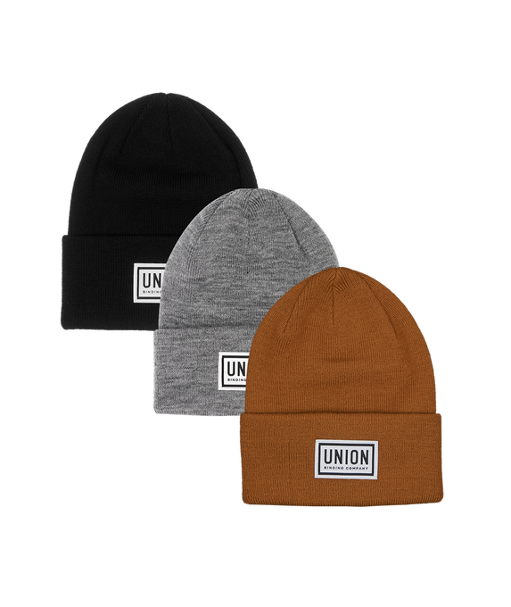 Union High Cuff Beanie (3pcs) Black, Grey, Brown - 2024/25