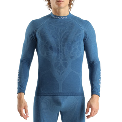 Thermounterwäsche UYN Man Elevatyon Biomorph UW Shirt Long SL Turtle New Neck Blue Atoll - 2025/26